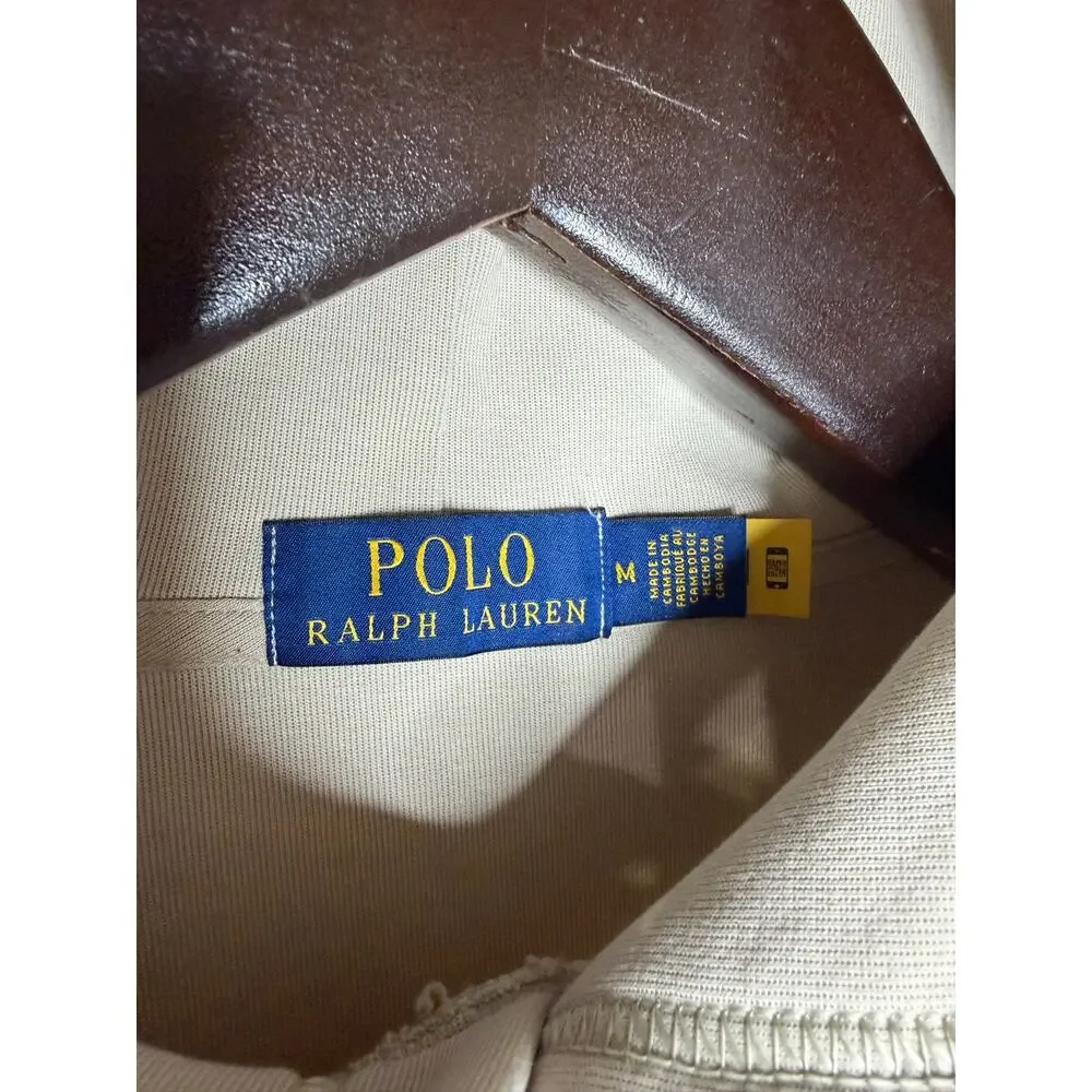 Polo Ralph Lauren Double Knit Hoodie Sweatshirt Pony Logo Cream Beige Sz M